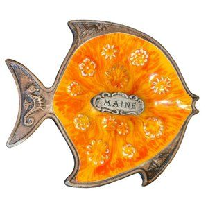 Vintage Treasure Craft Maine Fish‎ Ashtray/Trinket Dish Made in USA Pottery